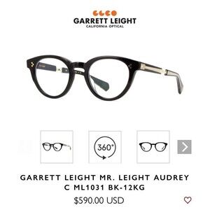 Mr. Leight (Garrett Leight) Glasses Audrey C Black W/12K White Gold  46 23 Japan
